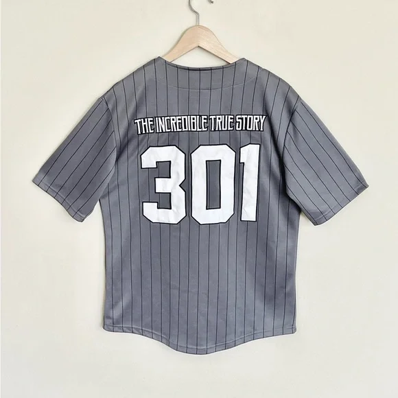 Logic The Incredible True Story Gray Baseball Pin Stripe Hip Hop Jersey Adult M